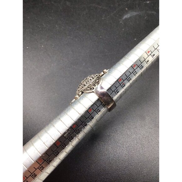 Rhodonite Ring Wide Elongated Bold Ornate Sterling Silver Setting Size 7 - Picture 7 of 8